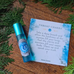 Throat chakra oil blend roller high frequency Reiki Master sacred geometry and crystal charged