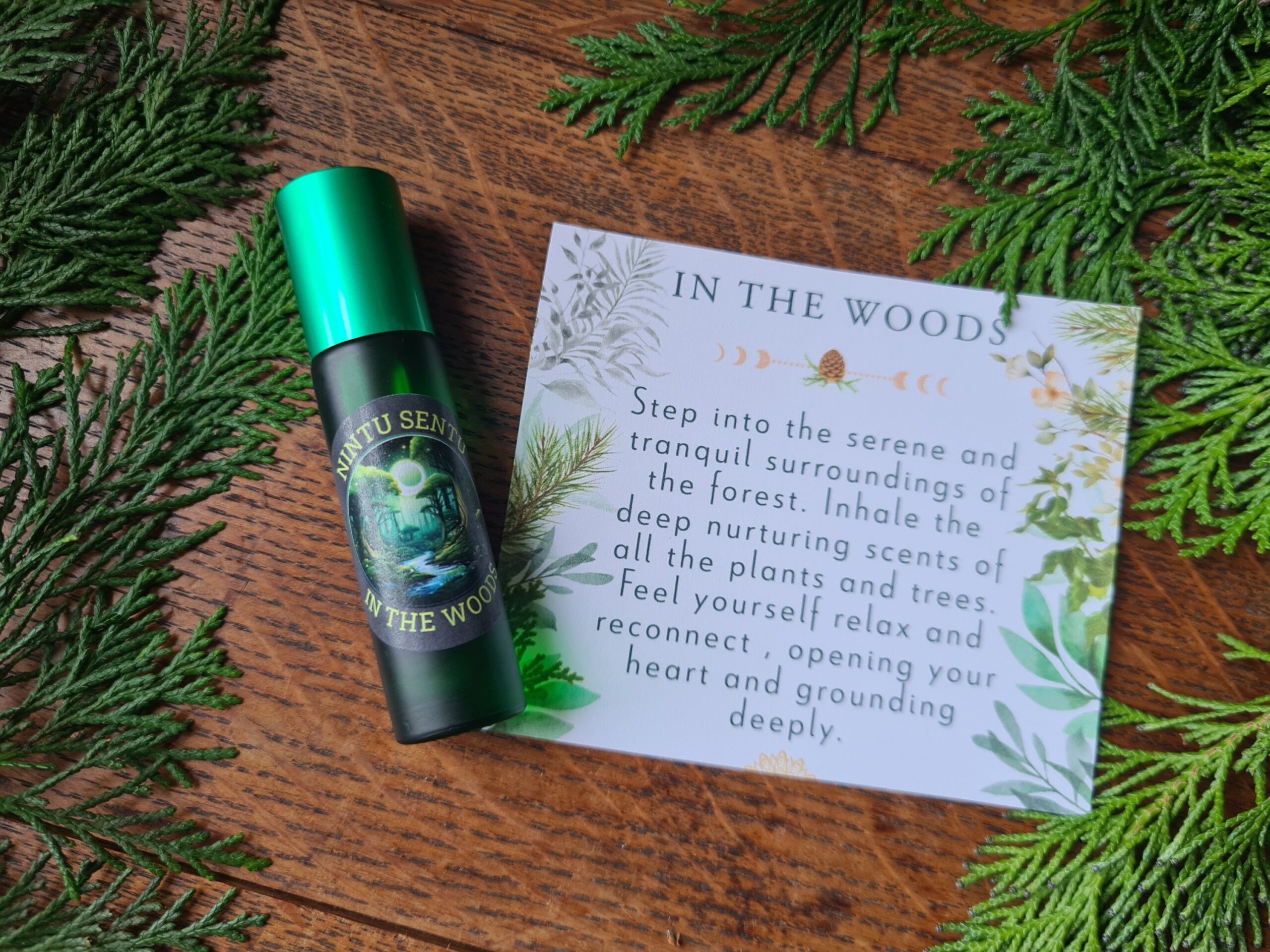 In the Woods essential oil blend roller high frequency Reiki Master sacred geometry and crystal charged