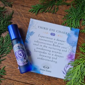 Third eye chakra oil blend roller high frequency Reiki Master sacred geometry and crystal charged