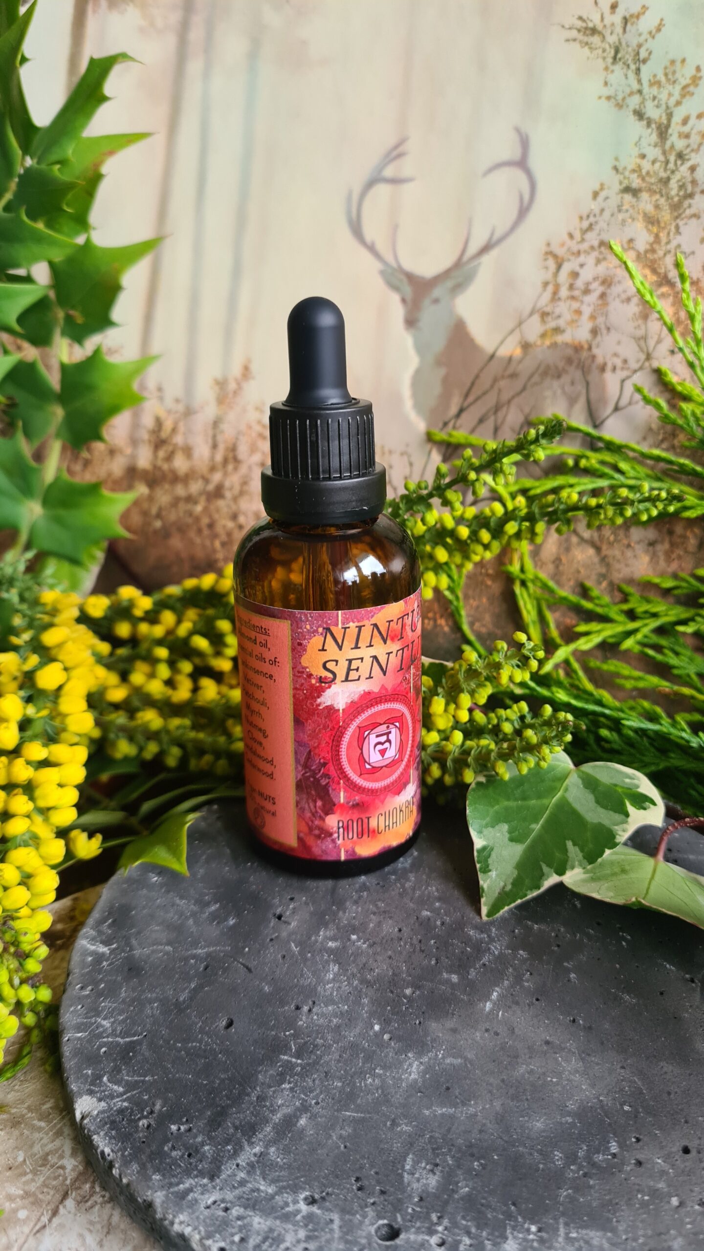 Base root chakra oil blend high frequency Reiki Master sacred geometry and crystal charged 50ml