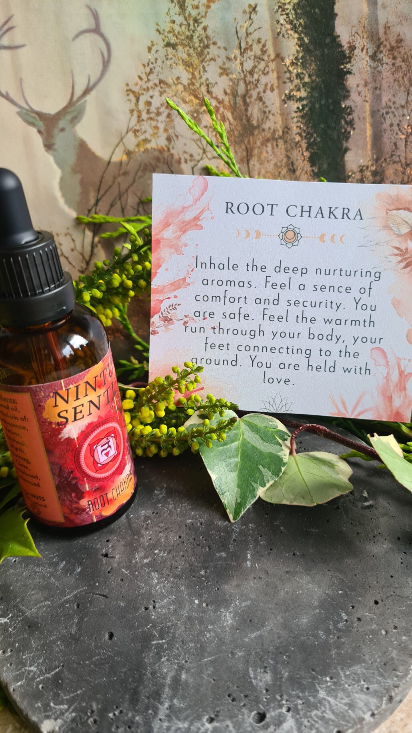 Base root chakra oil blend high frequency Reiki Master sacred geometry and crystal charged 50ml - Image 2