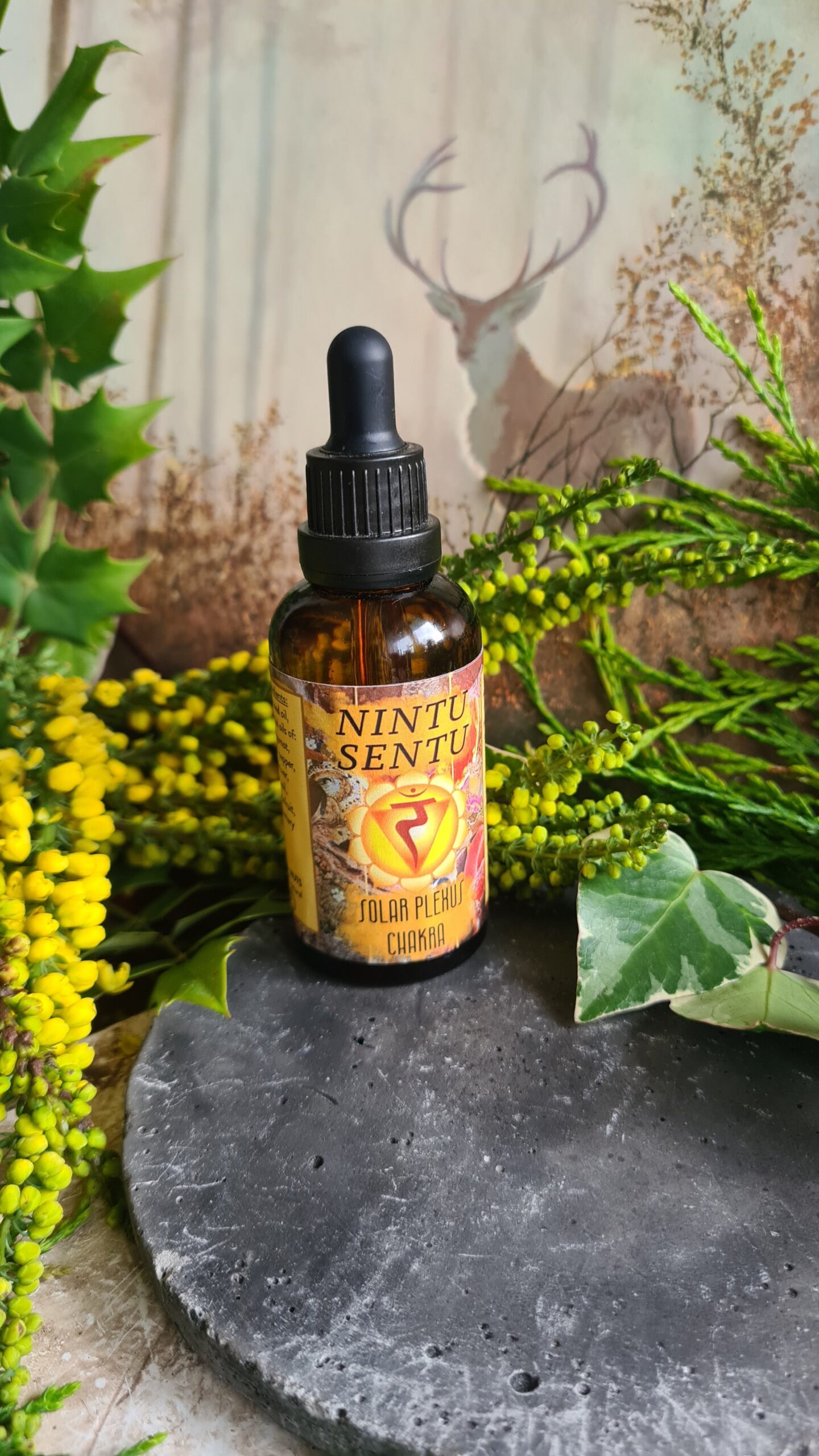 Solar plexus chakra oil blend high frequency Reiki Master sacred geometry and crystal charged 50ml