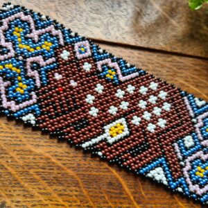 Shipibo Jaguar beaded bracelet from the Amazon with Ayahuasca pattern indigenous ceremonial traditional