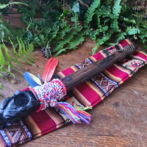 Reserved! Serpentine stone Jaguar carved pipe with Chonta wood Machu Picchu stone traditional style ceremonial