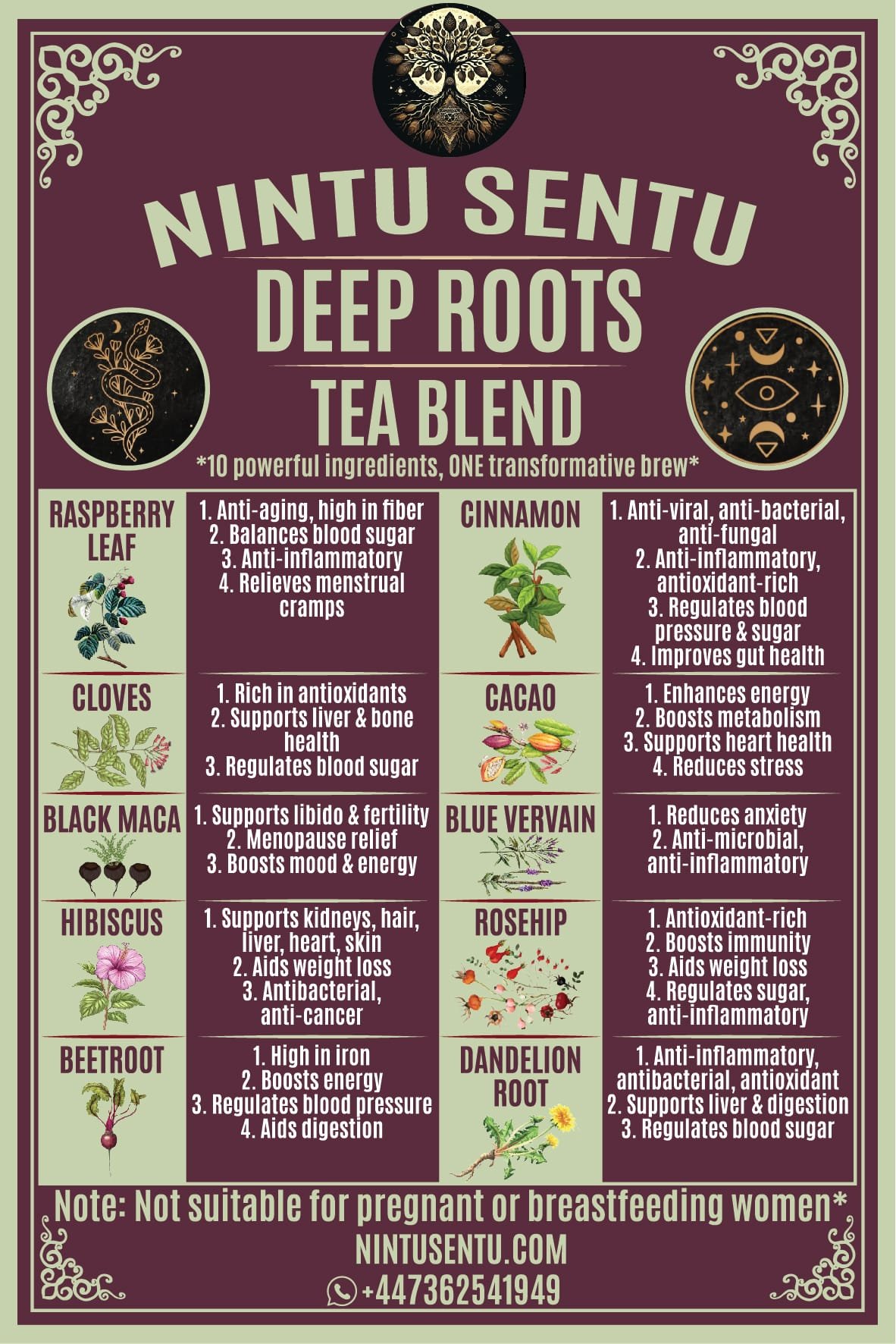 Deep roots grounding herbal tea blend with Hibiscus Dandelion 65g - Image 5