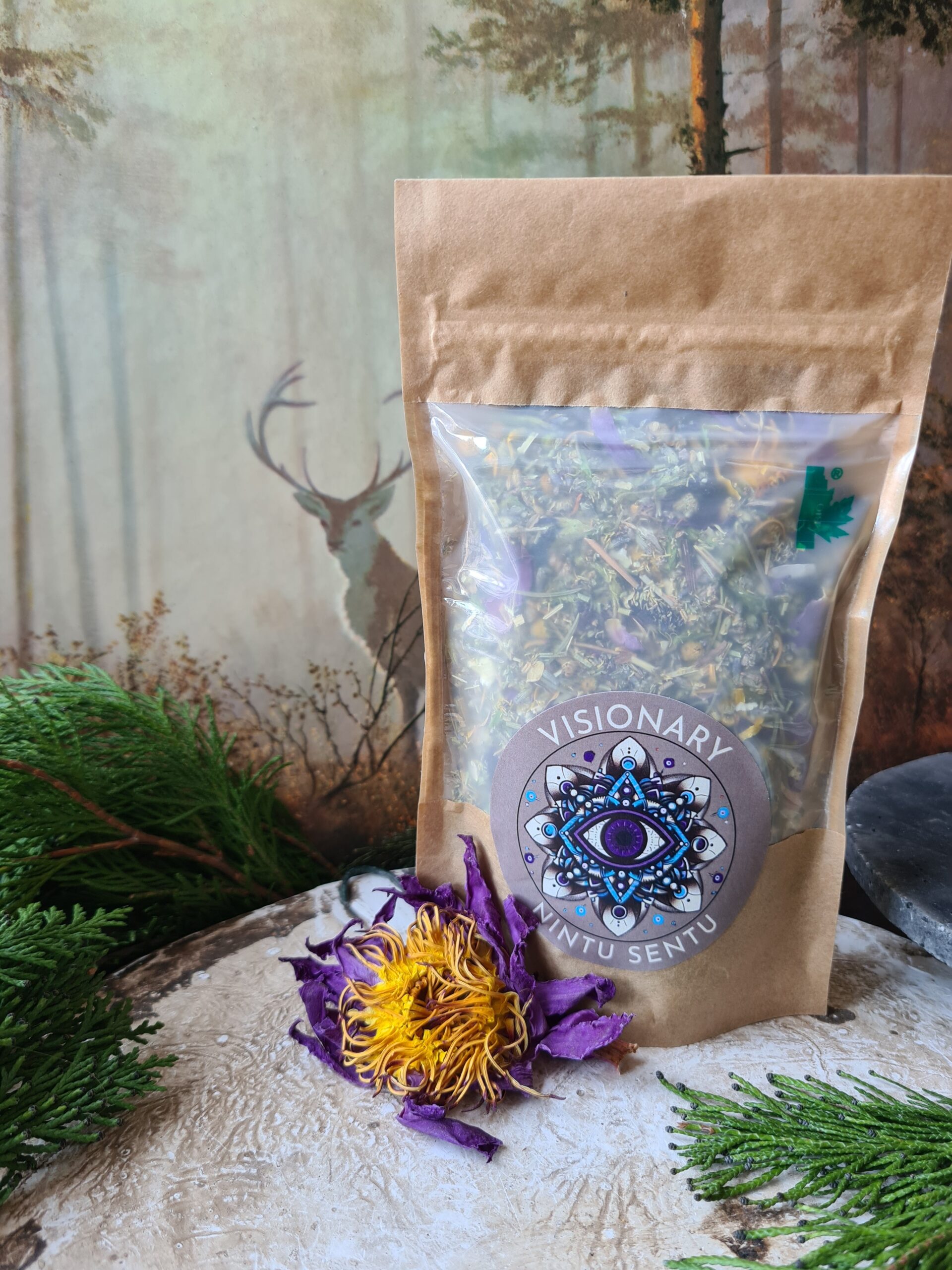 Visionary herbal tea blend sleep well lucid dreaming meditation calmness serenity third eye 35g