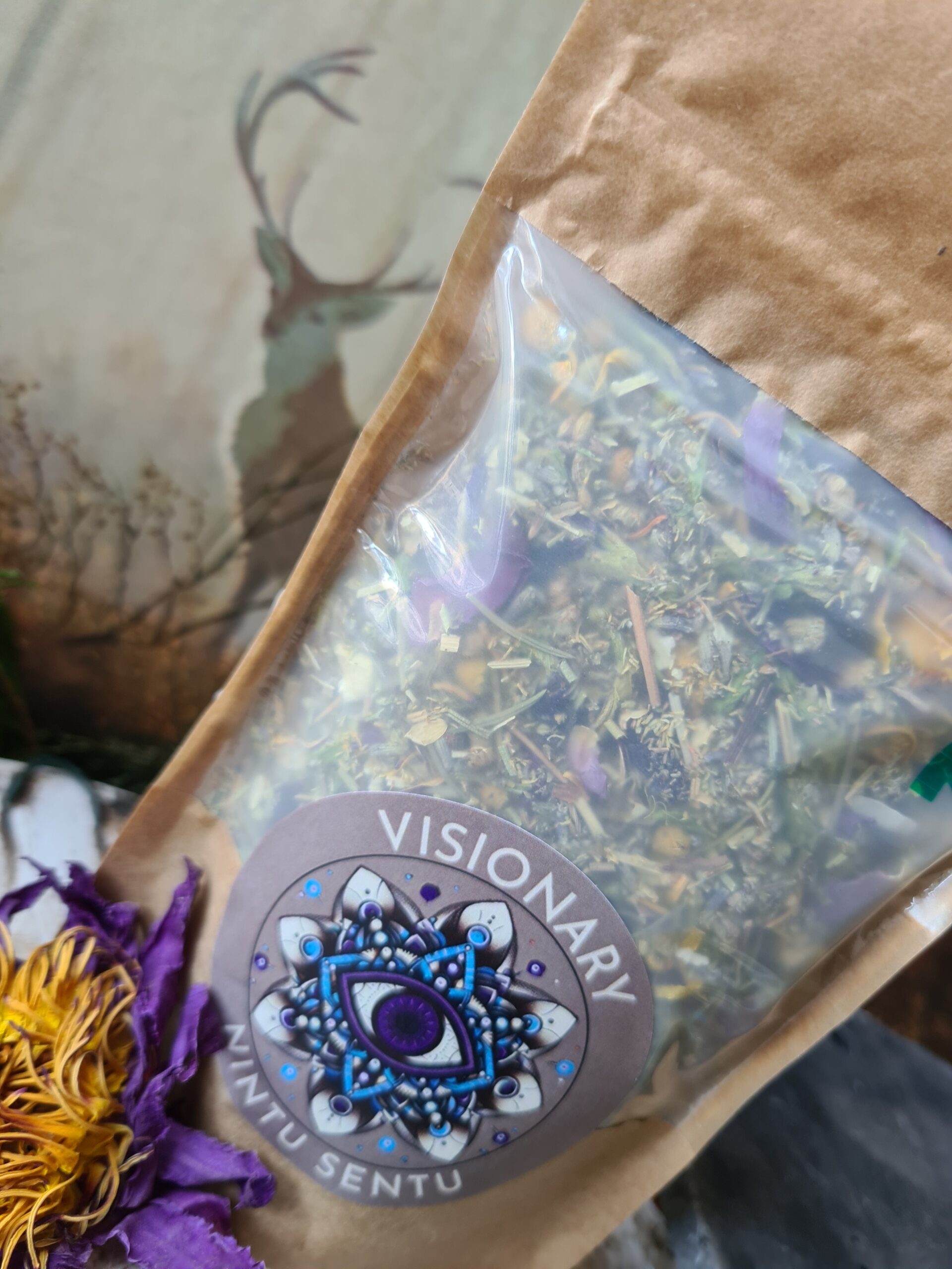 Visionary herbal tea blend sleep well lucid dreaming meditation calmness serenity third eye 35g - Image 3