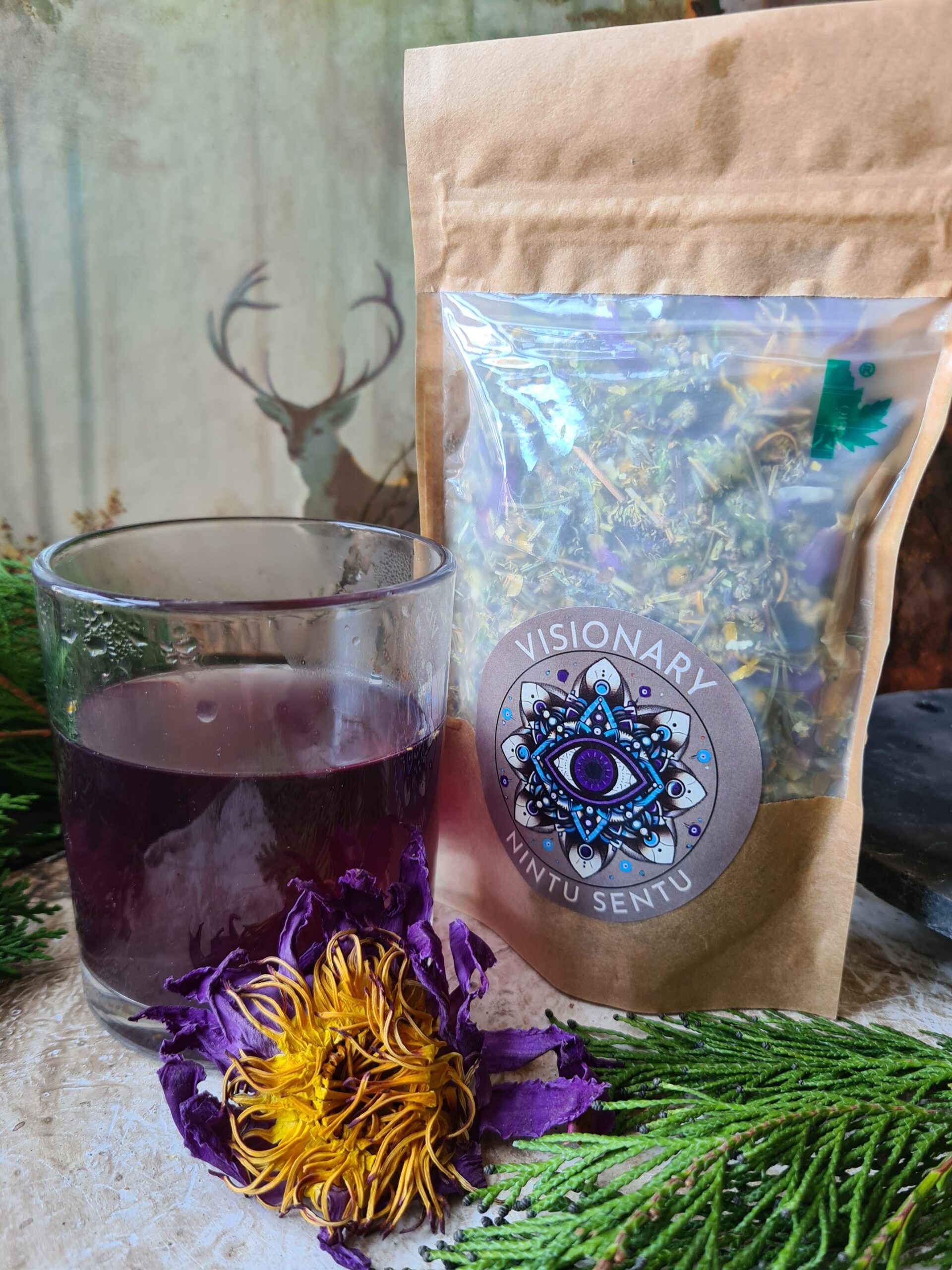 Visionary herbal tea blend sleep well lucid dreaming meditation calmness serenity third eye 35g - Image 2