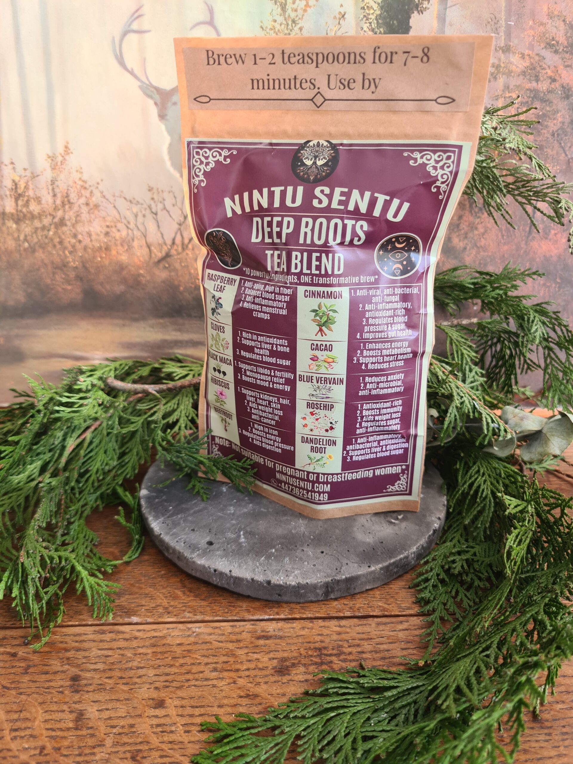 Deep roots grounding herbal tea blend with Hibiscus Dandelion 65g - Image 4