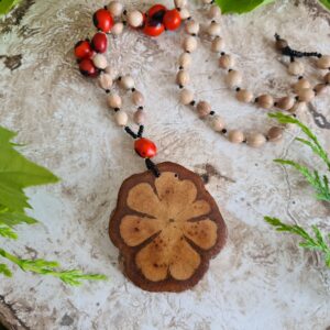 Ayahuasca vine slice with sacred beads necklace from the Amazon