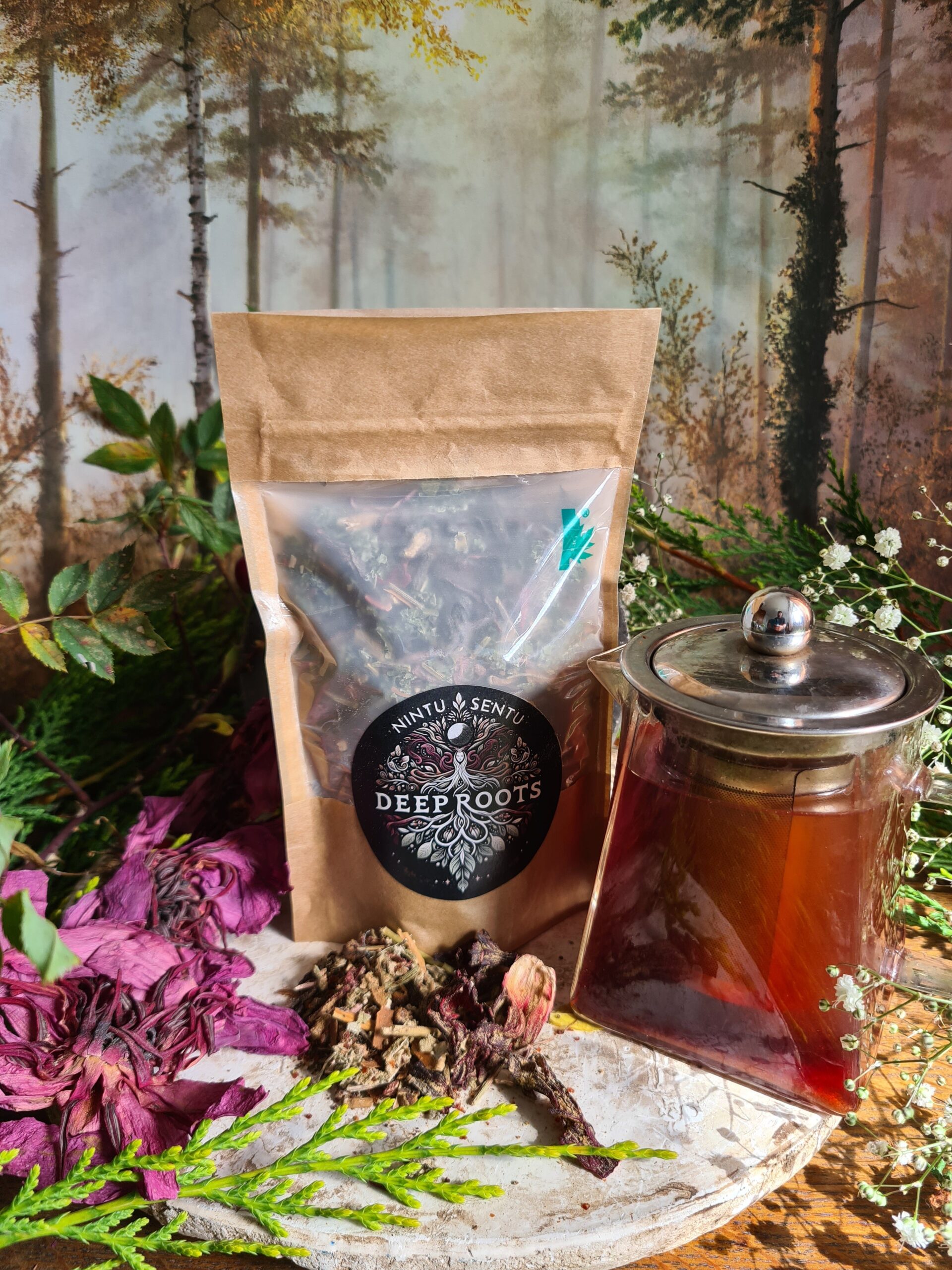 Deep roots grounding herbal tea blend with Hibiscus Dandelion 65g
