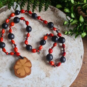 Ayahuasca vine slice with sacred beads necklace from the Amazon