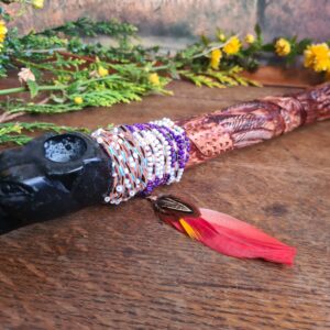 Serpentine stone Jaguar carved pipe with carved bovine bone Machu Picchu stone traditional style ceremonial