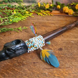 Serpentine stone Eagle carved pipe with Chonta wood Machu Picchu stone traditional style ceremonial Copy