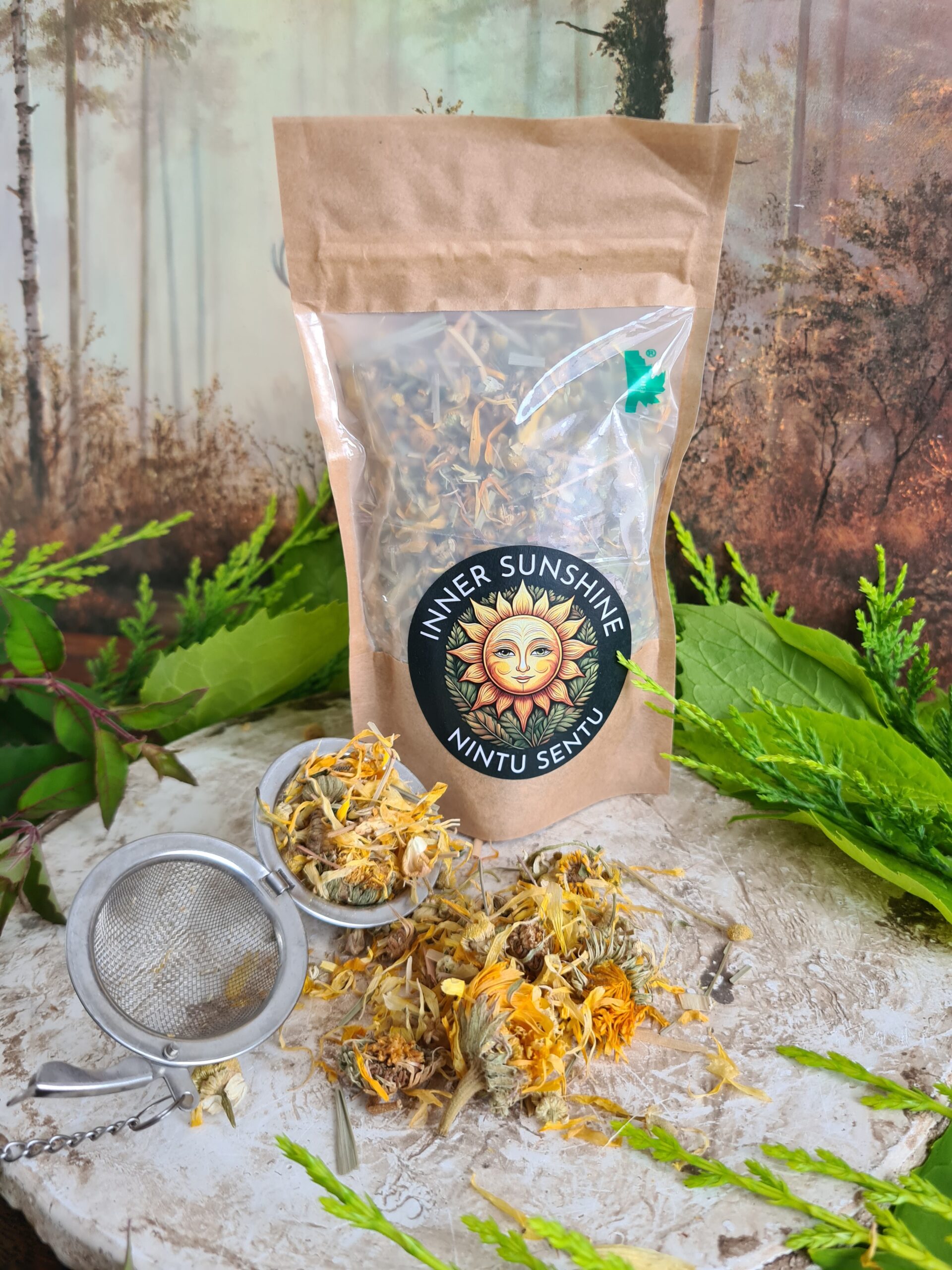 Inner sunshine healing herbal tea blend for energising calming and awakening