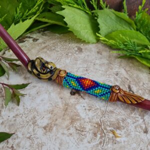 Palo Sangre wood Serpent and Jaguar duo decorated tepi animal spirit totem Amazon