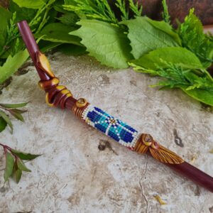 Palo Sangre wood red Serpent decorated tepi animal spirit totem Amazon