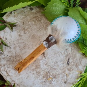 Shamanic Palo Santo Jaguar handle rattle with Quartz crystal