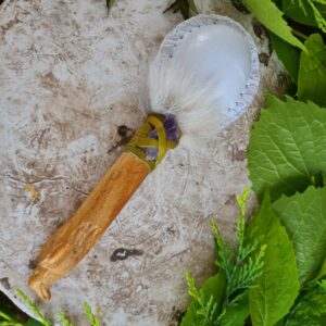 Shamanic Palo Santo Eagle handle rattle with Amethyst crystal
