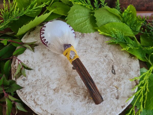 Shamanic Ayahuasca handle rattle with Amethyst crystal