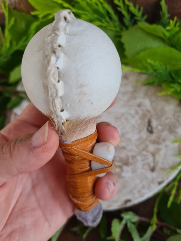 Shamanic Amethyst crystal handle rattle with Quartz crystal - Image 6
