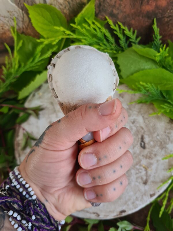 Shamanic Amethyst crystal handle rattle with Quartz crystal - Image 5