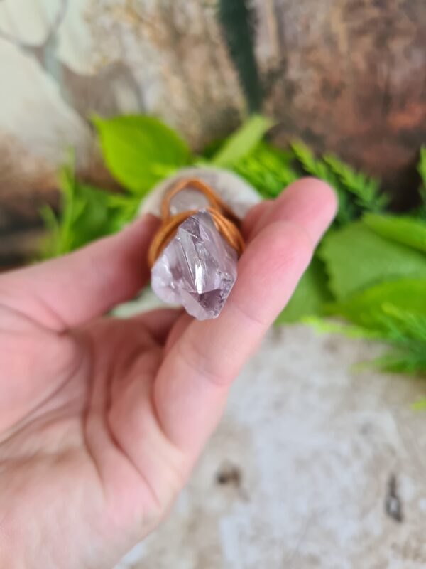 Shamanic Amethyst crystal handle rattle with Quartz crystal - Image 7