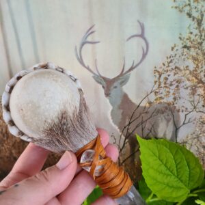 Shamanic Amethyst crystal handle rattle with Quartz crystal