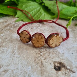 Triple Ayahuasca slice bracelet with red macrame cord