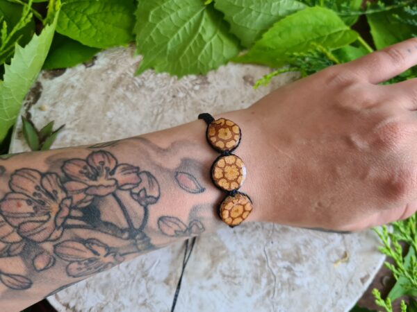 Triple Ayahuasca slice bracelet with black macrame cord - Image 3