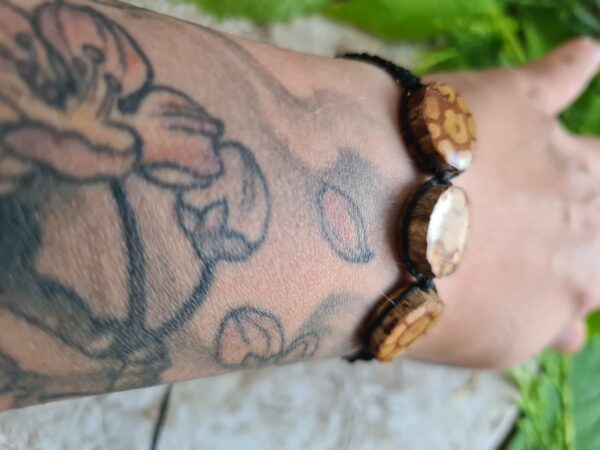 Triple Ayahuasca slice bracelet with black macrame cord - Image 2