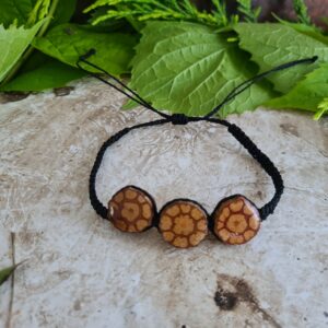 Triple Ayahuasca slice bracelet with black macrame cord