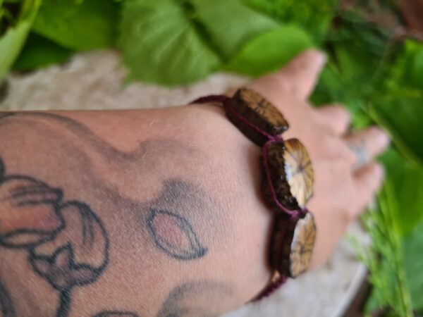 Triple Ayahuasca slice bracelet with purple macrame cord - Image 3