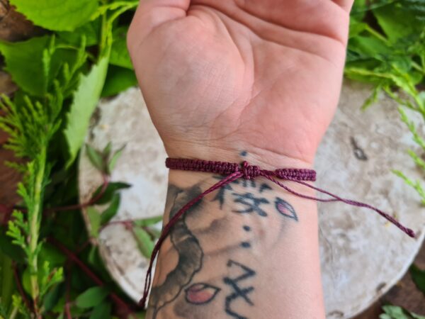 Triple Ayahuasca slice bracelet with purple macrame cord - Image 2