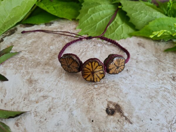 Triple Ayahuasca slice bracelet with purple macrame cord - Image 5