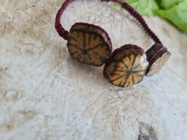 Triple Ayahuasca slice bracelet with purple macrame cord - Image 4
