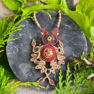 Ayahuasca slice intricate macrame flower necklace