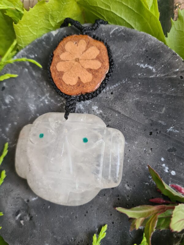 Quartz crystal Spirit of the vine ancestors face necklace with Ayahuasca slice - Image 6