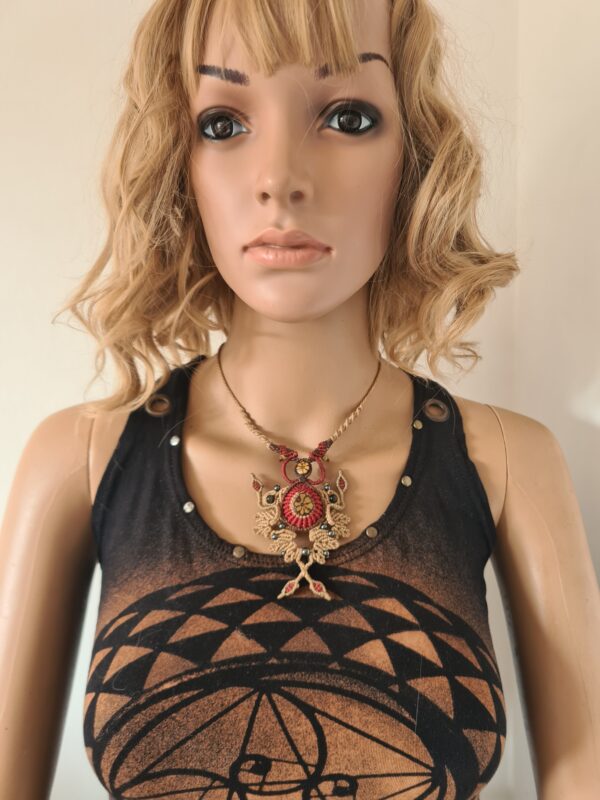 Ayahuasca slice intricate macrame flower necklace - Image 3