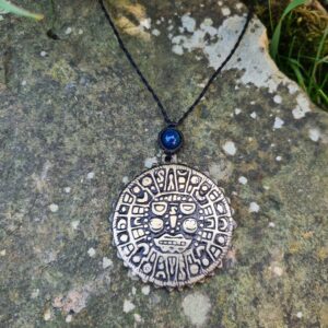 Golden Inca disc brass pendant
