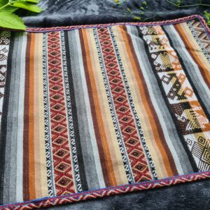 Traditional Andian print beige woollen fabric altar ceremonial space