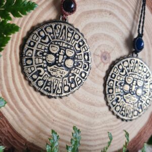 Golden Inca disc brass pendant