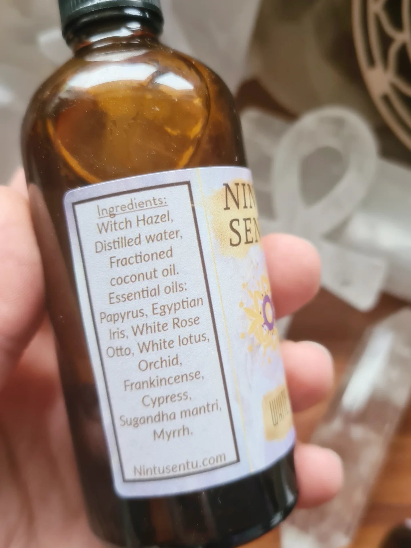 White Flame Aura cleansing space clearing spray with crystals essential oils high frequency vibration energy 100ml - Image 2
