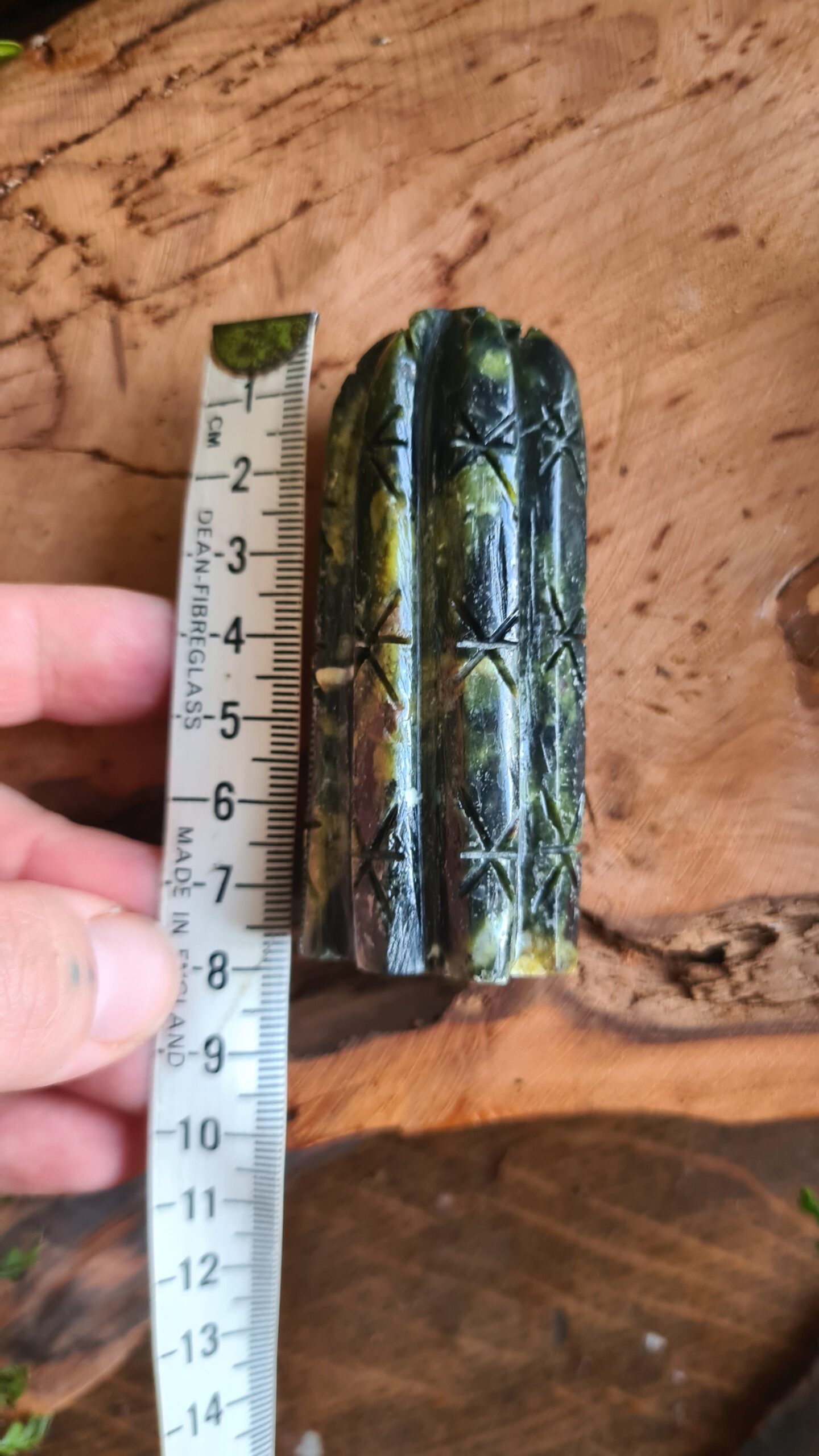 Serpentine stone San Pedro Wachuma cactus carving - Image 3